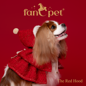 [Lydia.st] fanCpet The Red Hood Cape de luxe en tweed pour animaux de compagnie avec des reflets dorés métalliques pour chiens et chats - Product Image 6