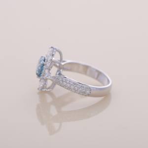 Anillo de Diamantes Azules Cultivados en Laboratorio, Oro Blanco, Amarillo y Rosa de 9K, con Múltiples Piedras Redondas y en Forma de Trílgon, Joyería de Lujo - Product Image 3