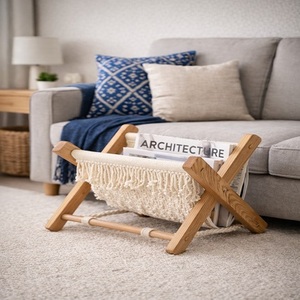 Taburete y Otomana Plegables Hechos a Mano con Tejido de Macramé, Diseño Minimalista, Estilo Nórdico para Decoración del Hogar y Sala de Estar - Product Image 3