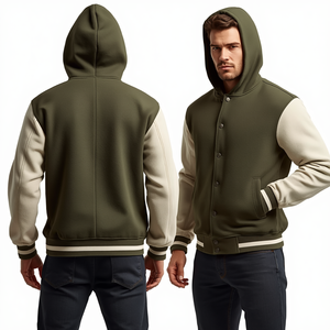 Veste bomber varsity à double capuche de luxe pour hommes - Product Image 4