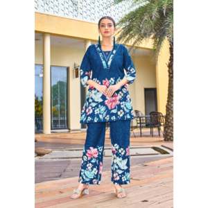 Ensemble coordonné deux pièces en coton imprimé pour femmes - Tenue assortie - Product Image 1