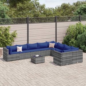 Set Divano da Esterno Grigio in Rattan PE, 10 Pezzi, Arredamento da Giardino con Piedini Regolabili, Design Contemporaneo - Product Image 1