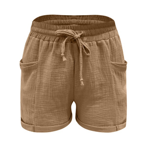 Nouvelle Collection – Short Décontracté Femme Taille Haute Élastique avec Cordon de Serrage, Coupe Droite Ample, Idéal Plage et Vacances, Séchage Rapide, avec Poches - Product Image 1