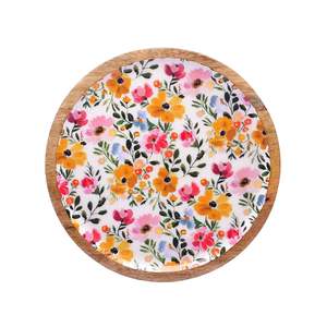 Bandeja Redonda de Madera con Estampado Floral para Servir Aperitivos y Comidas, Elegante, al Mejor Precio para Uso Doméstico - Product Image 1