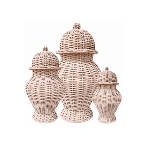 Vases en rotin rustique, style urne, pour décoration intérieure, tressés, bohèmes, vintage, pour fleurs, fabriqués au Vietnam - Product Image 3
