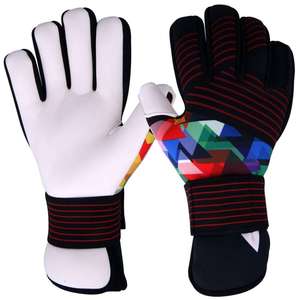 Yellow Pink PU Football Goalkeeper Gloves Full Finger Non Slip Breathable Adjustable Wrist <b>Strap</b> Unisex - Product Image 5