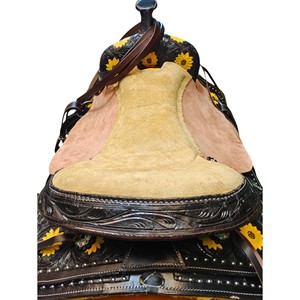 Selle de cheval adulte en cuir premium pour le barrel racing western, avec siège et équipement, disponible - Product Image 6
