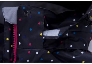 Chaqueta de Esquí y Snowboard para Mujer, Negra con Puntos Rosas, Azules, Amarillos y Blancos, con Capucha, Acolchada, Impermeable, Aislante Sintética para Invierno - Product Image 3