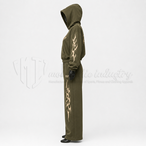 Conjunto de Sudadera con Capucha y Pantalones Anchos Personalizados para Mujer, Estilo Urbano Informal de Dos Piezas - Product Image 4