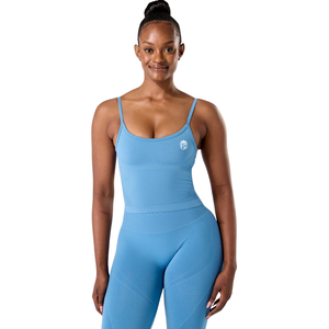 Débardeur de sport sans coutures pour femme, bleu côtier, avec soutien-gorge intégré, faible impact, coupe extensible, pour yoga, gym et entraînement - Product Image 1