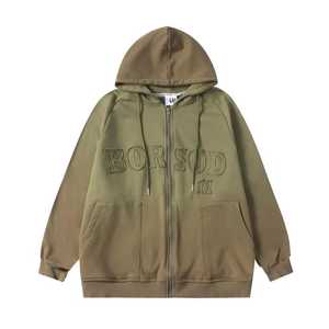 Customized Distressed Embroidery <b>Hoodies</b> with Side <b>Pockets</b> Thick Pullover Boxy Fit Mens <b>Zip</b> up <b>Hoodies</b> For Adults - Product Image 4