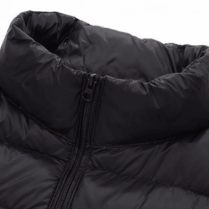 Men's Black Hooded Puffer <b>Jacket</b> Slim Fit Waterproof Windproof Reversible Winter Casual Zipper Closure Polyester Wadding Coat - Product Image 5