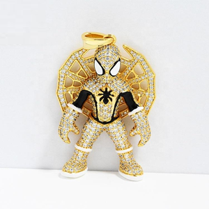 Collar Hip Hop con Colgante de Héroe Araña con Incrustaciones de Diamantes de Moissanita, Acabado en Plata, Oro Rosa y Oro, Joyería de Superhéroe - Product Image 4