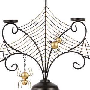 Candélabre en aluminium fait main, spécialement conçu, motif toile d'araignée avec décor araignée doré, écologique pour usage domestique et religieux - Product Image 5