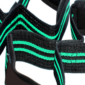 Adjustable Nylon Weightlifting <b>Straps</b> Black with Green Stripes <b>Velcro</b> Closure for Gym Training Unisex - Product Image 4