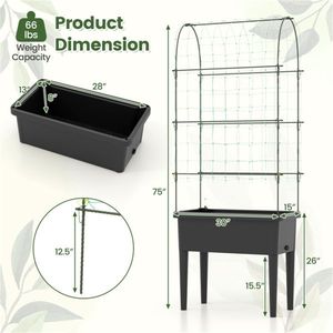 Letto da giardino sopraelevato con vaso di fiori unico disegno di traliccio e cancelli - Product Image 3