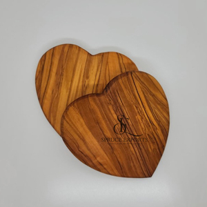 Heart-Shaped Wooden <b>Coaster</b> <b>Set</b>. Premium Natural Grain Olive Wood Love Drink Mats For Romantic Wedding Home Table Decor - Product Image 2