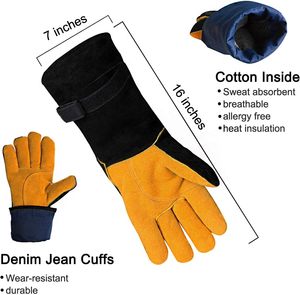 High-Temperature Heat & Fire Resistant Safety Welder <b>Gloves</b> Top Cowhide Leather <b>Gloves</b> Comfortable For Welding Industrial Work - Product Image 6