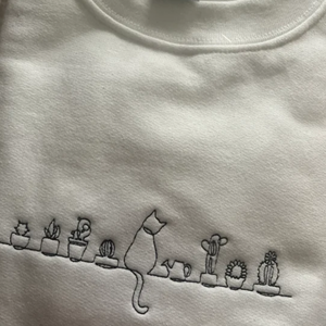 Sudadera con Capucha Personalizada para Mujer con Estampado de Gatos y Plantas, Tejido de Tela, Logotipo 3D en la Parte Delantera, para Otoño e Invierno - Product Image 3