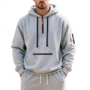 Custom Printed Men's Autumn Half Zip Fleece Pullover Hoodie | Embroidered/Plain Dyed | Oversized Fit Polyester/Cotton - Product Image 5