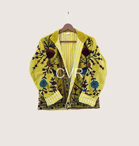 Chaqueta de Algodón con Cuello Mandarín para Mujer Talla Grande, Manga Larga, Bordado Floral a Mano, Estilo Bohemio, Ropa de Abrigo de Primavera - Product Image 2