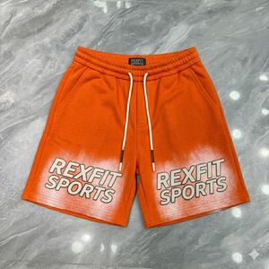กางเกงกีฬาขาสั้นสีเหลืองสำหรับผู้ชายแบบกำหนดเอง REXFIT SPORTS กางเกงกีฬาพิมพ์ลาย กางเกงออกกำลังกายระบายอากาศได้ดี กางเกงขาสั้นสตรีทแวร์ผ้าฝ้ายผสม - Product Image 4