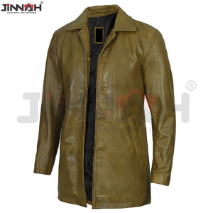 Gabardina de Cuero Marrón Hecha a Medida, Prenda Exterior Clásica para Caballeros con Estilo, Chaqueta de Primera Calidad con Corte Personalizado - Product Image 3