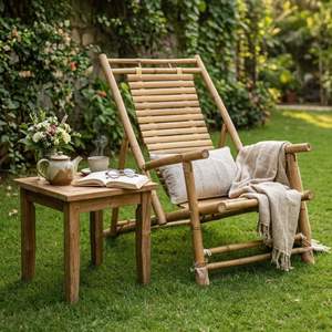 Chaise longue en bambou sélectionnée, faite à la main, excellent rapport qualité-prix, pour la maison et les centres de villégiature - Product Image 6