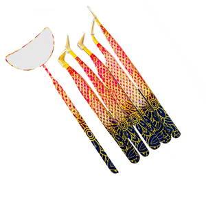 Wholesale Red Powder Coated Eyelash Extension Tweezers with Mirror Stainless Steel Precision <b>Lash</b> Beauty Tool <b>Kit</b> - Product Image 1