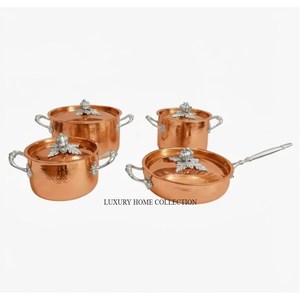 <b>Copper</b> Antique Finished Hand Hammered Stainless Steel Golden Grapes Handles Luxury Kitchenware Casseroles <b>And</b> <b>Pans</b> From India - Product Image 6