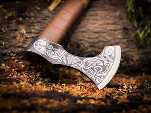 Custom Handmade Forged Carbon Steel Axe Outdoor Camping Hunting Hatchet Wooden Handle Survival Axe With Cover Survival <b>Tool</b> - Product Image 4