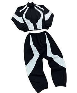 High Quality Custom Nylon Tracksuit <b>Men</b> Two Piece Jogger Set Patchwork Windbreaker <b>Jacket</b> and Pants Streetwear Factory Wholesale - Product Image 1