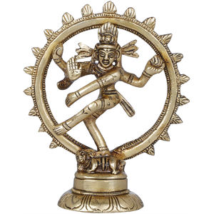 Sculpture Nataraja de 4 pouces faite à la main en laiton petit article pour cadeaux fabriqué en Inde - Product Image 1