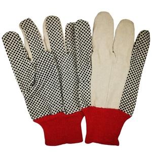 Gants de travail en toile de coton à points PVC confortables et résistants pour la construction et la menuiserie - Product Image 2