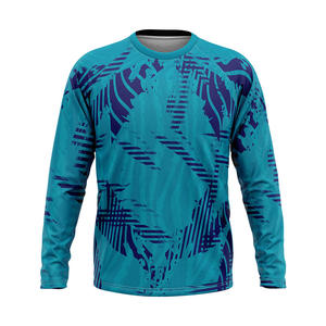 Camiseta Deportiva RICSA de Manga Larga para Hombre, Cuello Redondo, Estampado por Sublimación, Secado Rápido, Poliéster, Color Verde Azulado y Morado, Ropa Deportiva para Adultos - Product Image 2