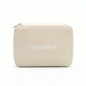 Rootsmen Custom Cream Textured Leather Hanging Large Waterproof Soft Lightweight Travel <b>Makeup</b> Bag Zipper Cosmetic Pouch Women - Product Image 3