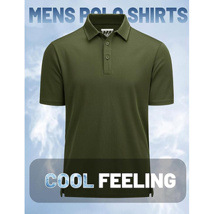 Polo en piqué vert olive à manches courtes, décontracté, respirant, tricoté, couleur unie, coupe classique - Product Image 4