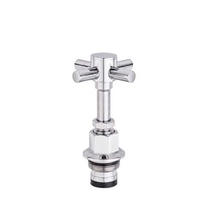 Componentes de válvula industrial mecanizados con precisión, con eje cromado y accesorios de fijación, movimiento rotatorio suave, acabado plateado - Product Image 1