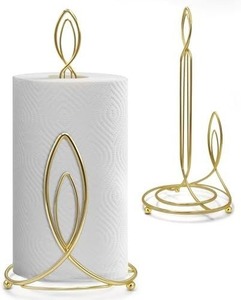 Luxury Gold Paper <b>Towel</b> <b>Holder</b> Stand for <b>Kitchen</b> Countertop, Decorative Metal <b>Kitchen</b> Roll Dispenser - Product Image 1