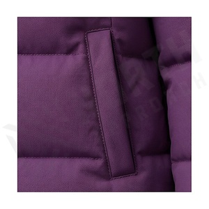 เสื้อแจ็คเก็ตมีฮู้ดบุนวมสำหรับผู้หญิง สีม่วง แขนยาว กันลม บุด้วยโพลีเอสเตอร์ ความยาวปกติ ปิดด้วยซิป - Product Image 5