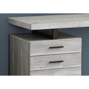 48\"l Contemporary <b>Computer</b> Desk <b>for</b> Home Office Laptop Set-up with <b>Storage</b> Drawers Grey Laminate Black Metal - Product Image 3