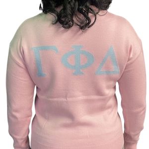 Women's Gamma Phi Delta Sweater Custom Embroidered Greek Letter Knit Pullover Crew Neck Sorority Fashion Casual Winter Wear - Product Image 4