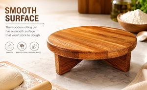 Taburete Redondo Bajo de Madera, Asiento Tradicional para el Suelo, Mesa Decorativa de Madera Maciza para el Hogar - Product Image 3