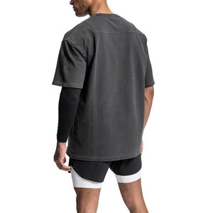 เสื้อยืดกีฬาคอกลมแขนสั้นแบบเรียบ ผลิตตามแบบ OEM/ODM ผ้าฝ้ายผสมใยไผ่สั่งทำพิเศษ - Product Image 4