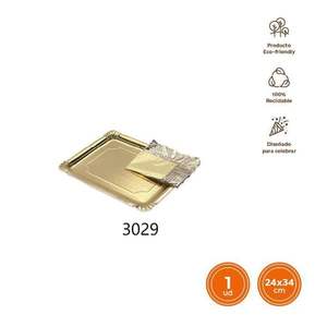 Plateau jetable en papier doré – Vaisselle élégante et décoration de table pour fêtes - Product Image 2