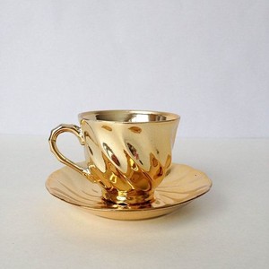 Antique Handmade Copper <b>Tea</b> Coffee Mug <b>Set</b> with Hammered Saucer Golden Luxury Cup for Dining and <b>Gift</b> Purposes - Product Image 1