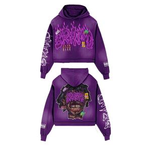 Vente en gros Sweat à capuche en coton surdimensionné unisexe Top d'hiver à bords coupés avec bouffée Street Wear sérigraphie personnalisée Hommes 100% coton à capuche - Product Image 4