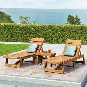 Conjunto de Tumbonas de Teca para Exteriores, Tumbona para Piscina, Muebles Modernos para Patio, Tumbona Ajustable para Jardín, Muebles para Resort y Villa - Product Image 1