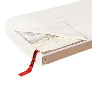 Letto matrimoniale imbottito in bouclé bianco avorio con testiera curva in stile romano - Serie Letti Imbottiti - Product Image 4