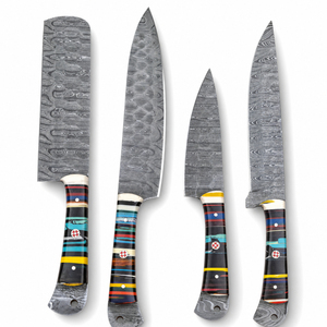 Juego de 5 Cuchillos de Chef Burraq Hechos a Mano con Acero de Damasco, Mango de Resina, Diseño Moderno, Ambidiestros, Forjados, Longitud de Hoja de 6-7.9 Pulgadas - Product Image 2